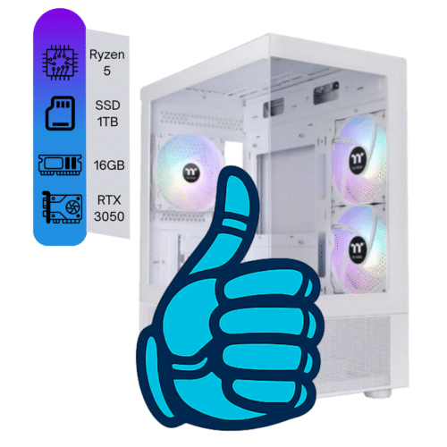 Ryzen 5 5500 – A520 – 1TB – 16GB – RTX 3050 – 550w 80+ – Gabinete Vidrio templado